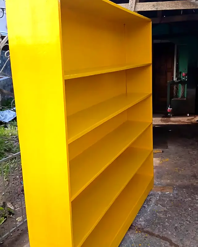 Wide yellow bookshelf with five open shelves – Lynn's Furniture