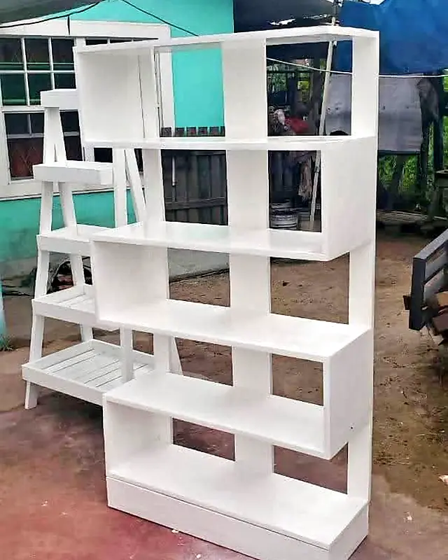 White staggered cube display shelf – Lynn's Furniture